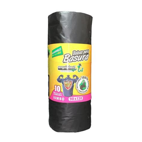 Bolsa Negra Para Basura En Rollo Jumbo 90x120cm 10 Piezas.